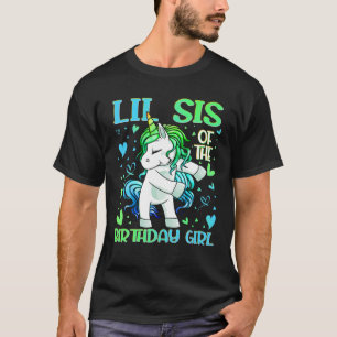 Camiseta Lil Sis Da Rapariga De Aniversário Que Foga Unicór