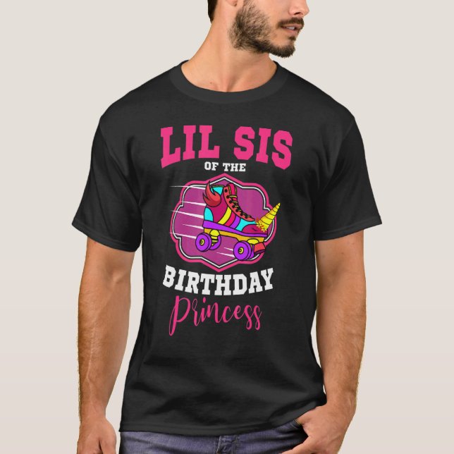 Camiseta Lil Sis Do Aniversário Princesa Roller Skates Ska (Frente)