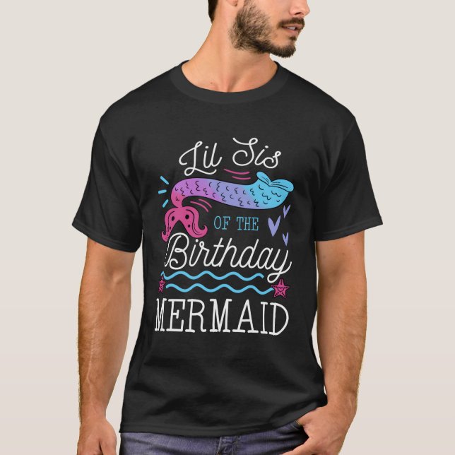 Camiseta Lil Sis Do Tema Da Sereia Py De Dia (Frente)