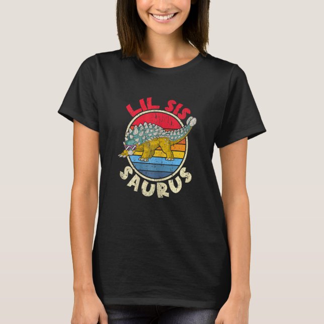Camiseta Lil Sis Saurus I Ankylosaurus Dinosaur I Mães (Frente)