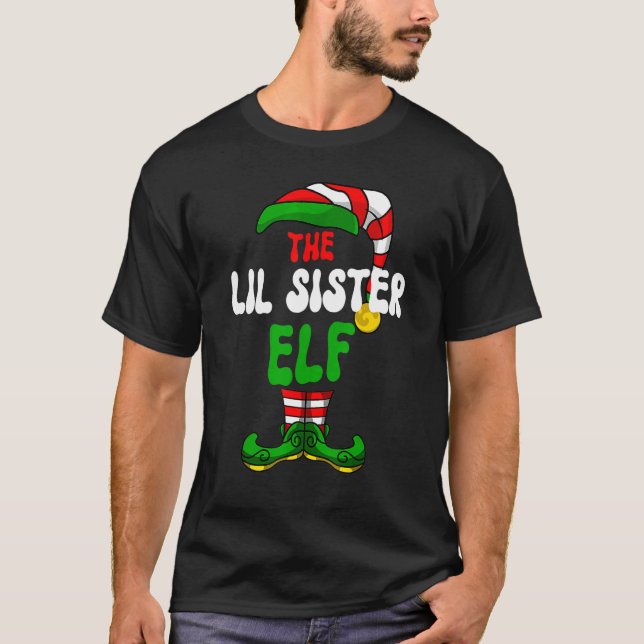 Camiseta Lil Sister Elf Pajama Matando o Grupo de Natal (Frente)