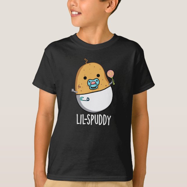 Camiseta Lil-spuddy Funny Potato Pun Dark BG (Frente)