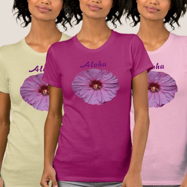 Camiseta Lilac Hibiscus Hawaiian Aloha (Criador carregado)