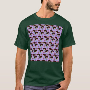 Camiseta lilás padrão da menina ruiva