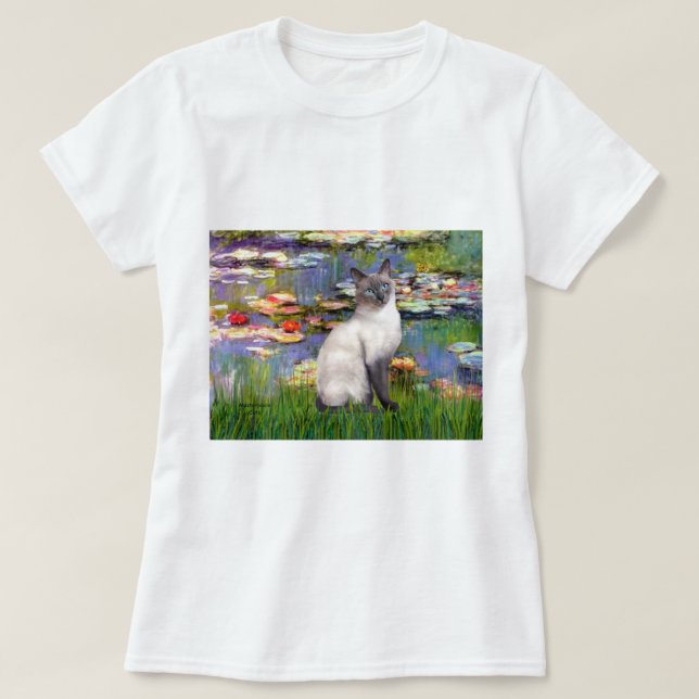 Camiseta Lilies 2 - gato siamês Blue Point (Frente do Design)