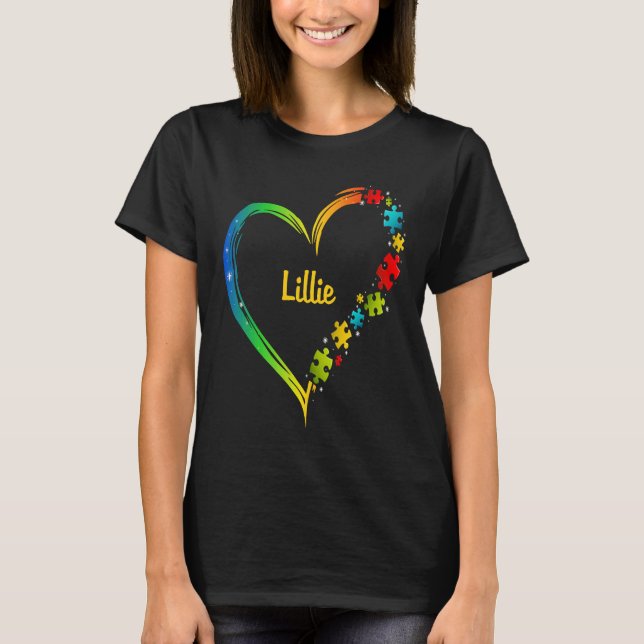 Camiseta Lillie autism awareness heart puzzle idea 2020 (Frente)