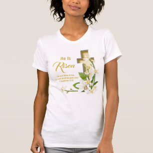Camiseta Lily Cross Escritura Ele Está Risen