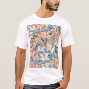 Camiseta Lily Floral Blue Vintage Impressão