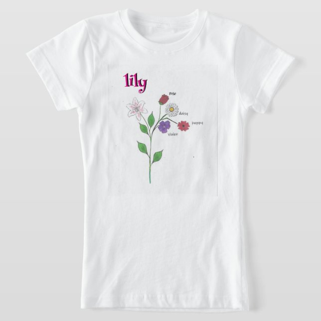 Camiseta Lily Name Girl's Flower T-Shirt (Postura )