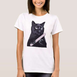 Camiseta Lima de unha de gato preto Manicure Ilustração eng