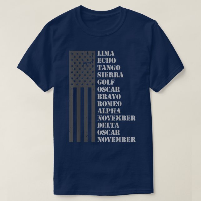 Camiseta Lima Echo Tango Sierra Golf Flag America  (Frente do Design)