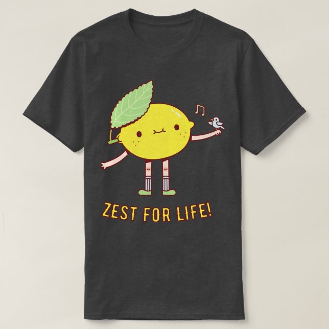 Camiseta Limão-Cinto e Pássaro-Zest Para A Vida (Frente do Design)