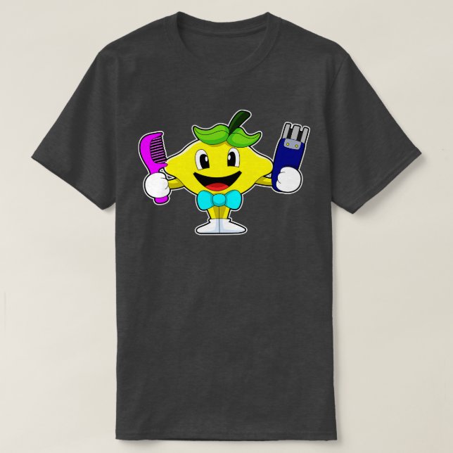 Camiseta Limão como cabeleireiro com Comb Razor (Frente do Design)