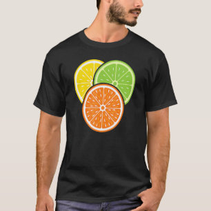 Camiseta Limão de limão Laranja Citrus Vegan Fruta de Verão