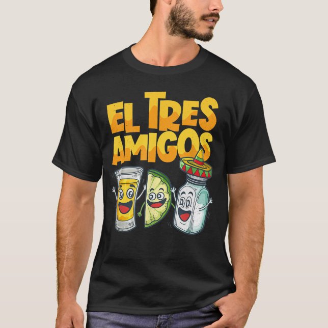 Camiseta Limão México Cinco de Mayo El Tres Amigos Tequila (Frente)