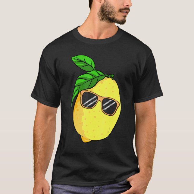 Camiseta Limão Óculos de sol Fruta de citrinos Verão Mulher (Frente)