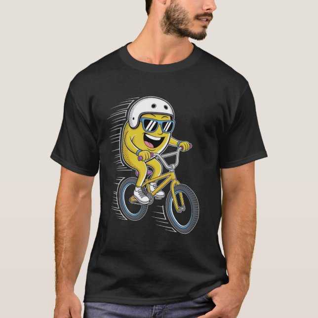 Camiseta Limão Pulando em Bicicleta BMX com Capacete (Frente)