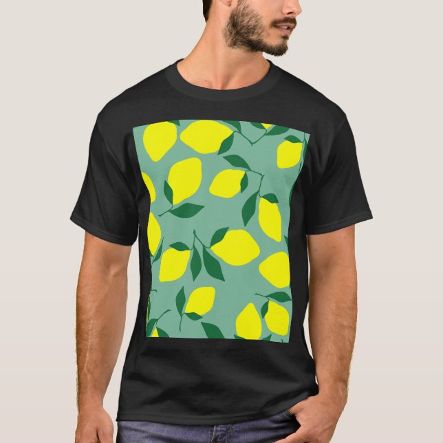 Camiseta Limão Simples, Impressão de Fundo Verde. (Frente)