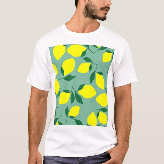Camiseta Limão Simples, Impressão de Fundo Verde. (Frente)
