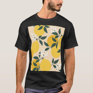 Camiseta Limão Vintage: Textura de Fruta sem costura.