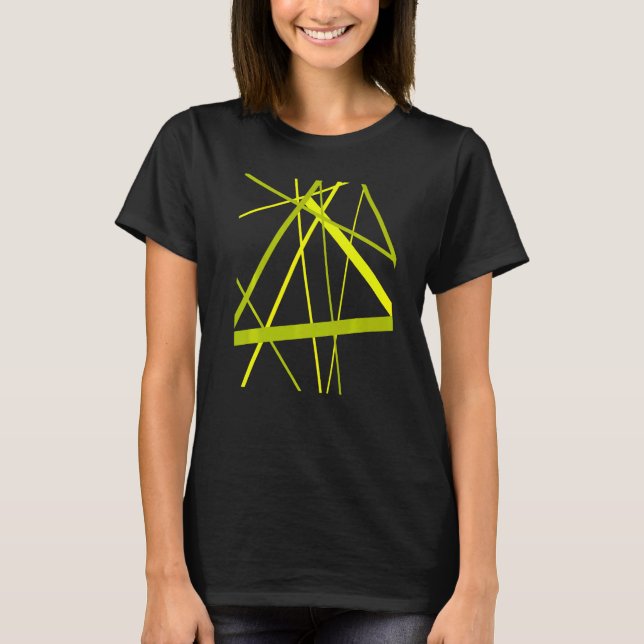 Camiseta Lime And Green Geometric Strips Cut Out Pattern (Frente)