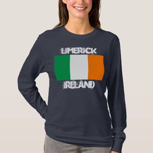 Camiseta Limerick, Irlanda com bandeira irlandesa (Frente)