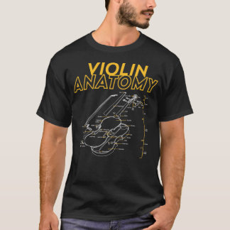 Camiseta limite do diagrama de desenho da anatomia do violi