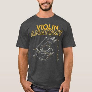 Camiseta limite do diagrama de desenho da anatomia do violi