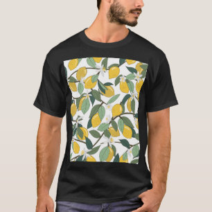 Camiseta Limões Amarelos, Impressão Contínua Tropical.
