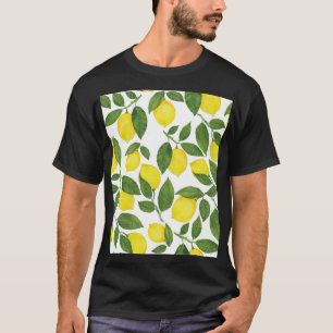 Camiseta Limões de Aquarela: Padrão de Fruta de Verão