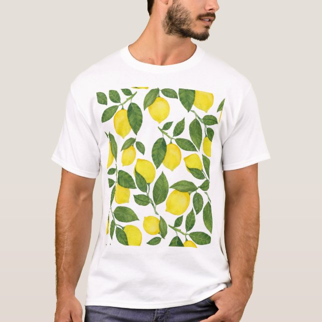 Camiseta Limões de Aquarela: Padrão de Fruta de Verão (Frente)