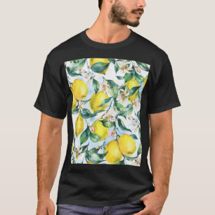 Camiseta Limões de aquarelas, ramos de citrinos frescos.