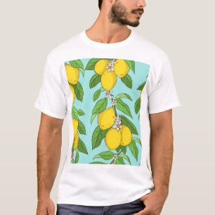 Camiseta Limões, Fundo Azul Vibrante Sem Olhos.