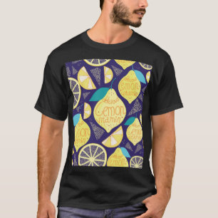 Camiseta Limões: Padrão Brilhante Azul Escuro