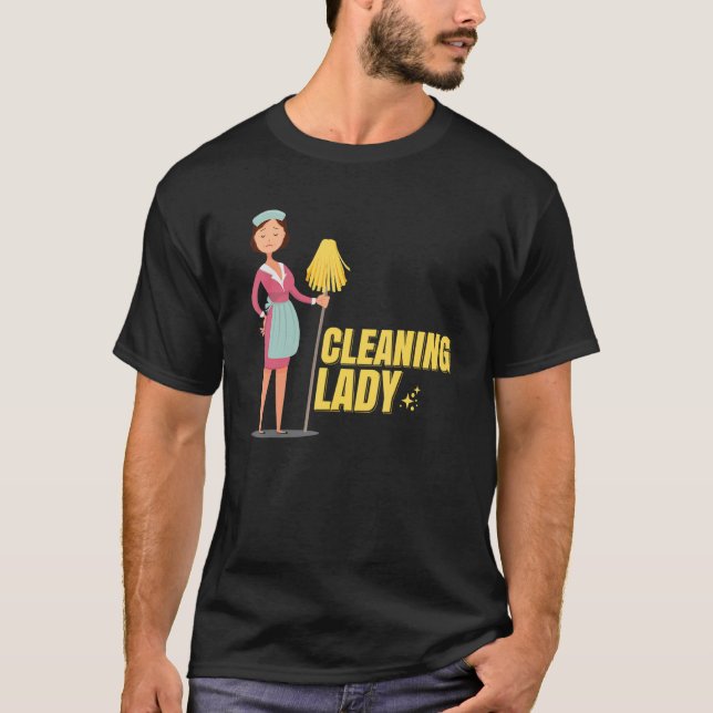 Camiseta Limpando Lady Doméstica Limpando Sala Cuidados Rin (Frente)