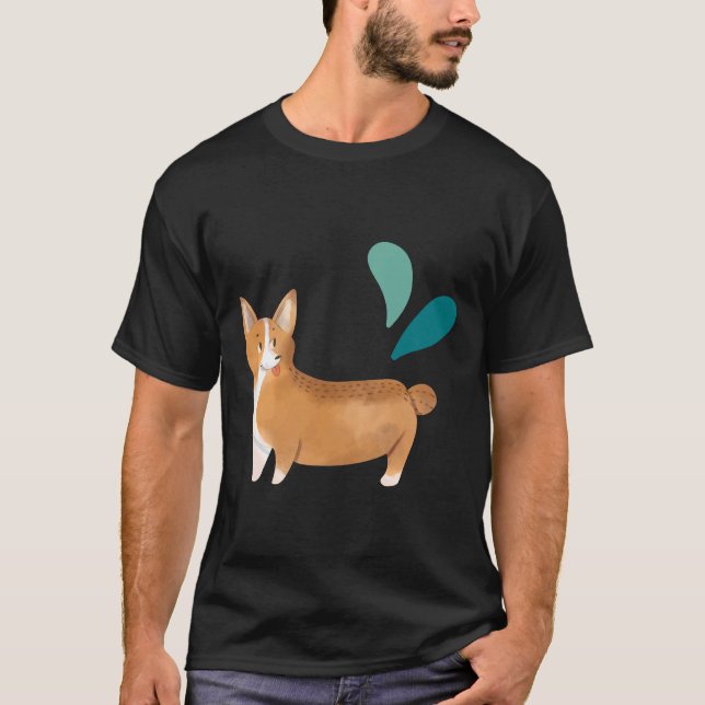 Camiseta Limpar Corgi de Aquarela (Frente)