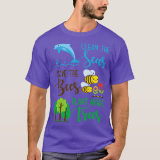 Camiseta Limpe Os Mares Salve As Abelhas Plantando Mais Árv