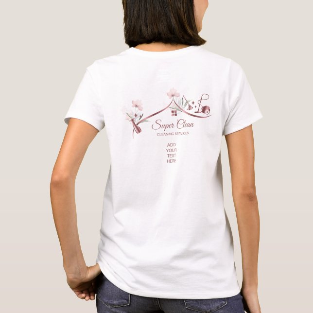 Camiseta Limpeza de Maid Casa de Espumante de rosa de ouro  (Verso)