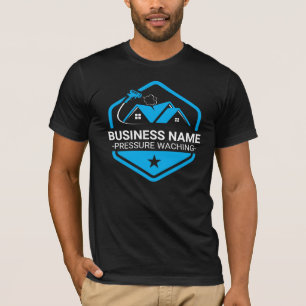 Camiseta Limpeza Moderna de Casas Azuis com Lavagem a Alta
