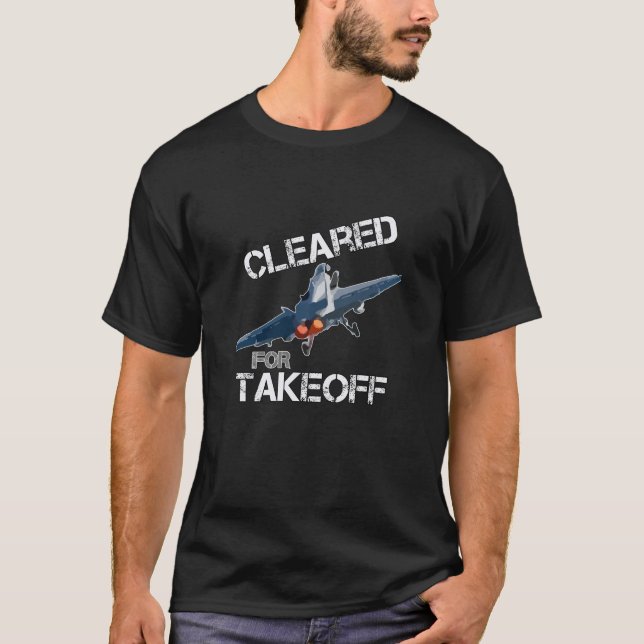 Camiseta Limpo para decolagem - Pilotos combatendo Jato Ama (Frente)