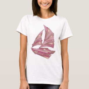 Camiseta Limpo Prata DESIGN DE TEXTO NAVIO CRISTAL ROSA