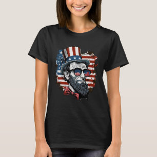 Camiseta Lincoln 4 de julho American Flag Abraham