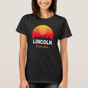 Camiseta Lincoln Nebraska Vintage Sunset Retro City Estado
