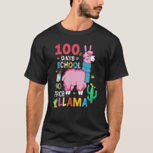 Camiseta Linda 100 Dias De Escola Sem Prob-llama Lhama Prof