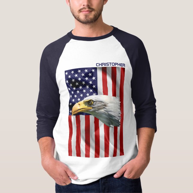 Camiseta Linda águia americana, bandeira dos EUA, Patriótic (Frente)