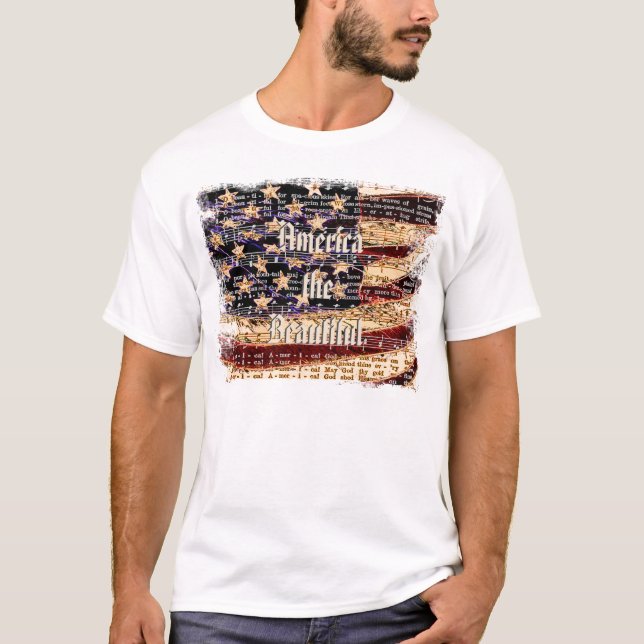 Camiseta Linda América, Branca, Camisa-T de Homens Patrióti (Frente)