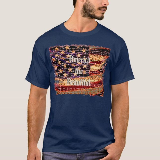 Camiseta Linda América, Marinho, T-Shirt Patriótica de Home (Frente)