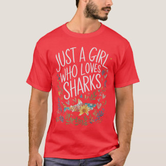 Camiseta Linda Apenas Uma Garota Que Ama Tubarões Homens Mu