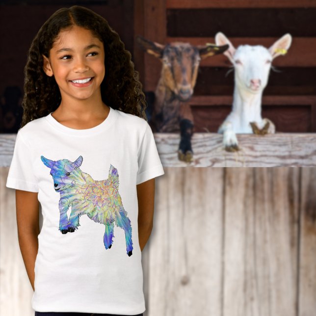 Camiseta Linda aquarela (Cute jumping baby goat colorful animal art T-shirt )