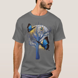 Camiseta Linda árvore borboletas entoadas
